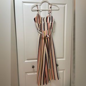 NWT Almost Famous straight leg, striped jumpsuit, women’s med, built-in bra